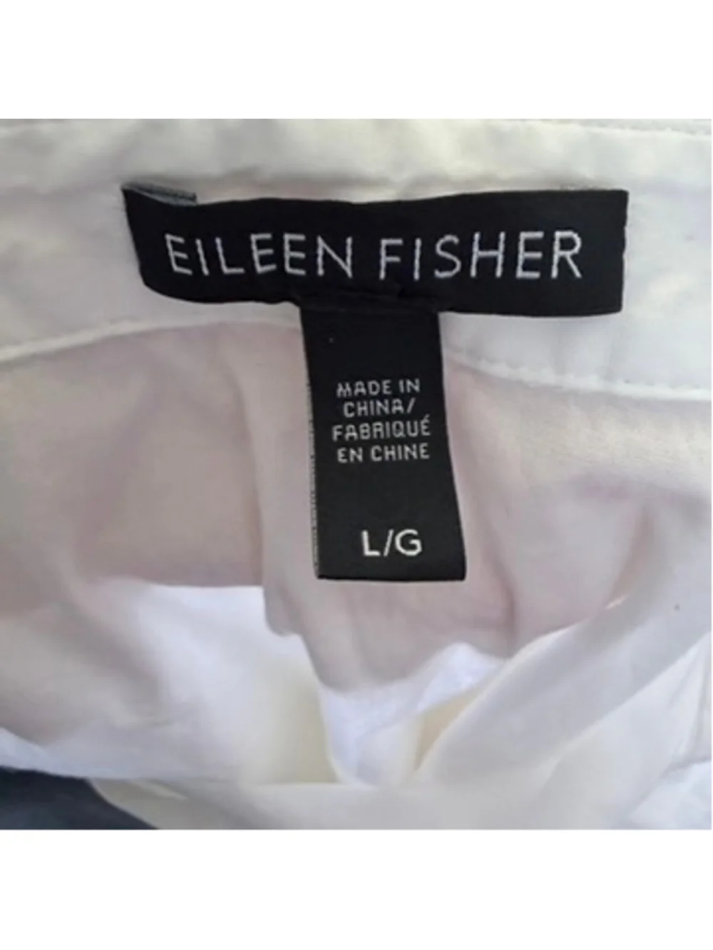 Eileen Fisher System White Organic Cotton Stretch Classic Collar Long Shirt Sz L - Picture 11 of 11